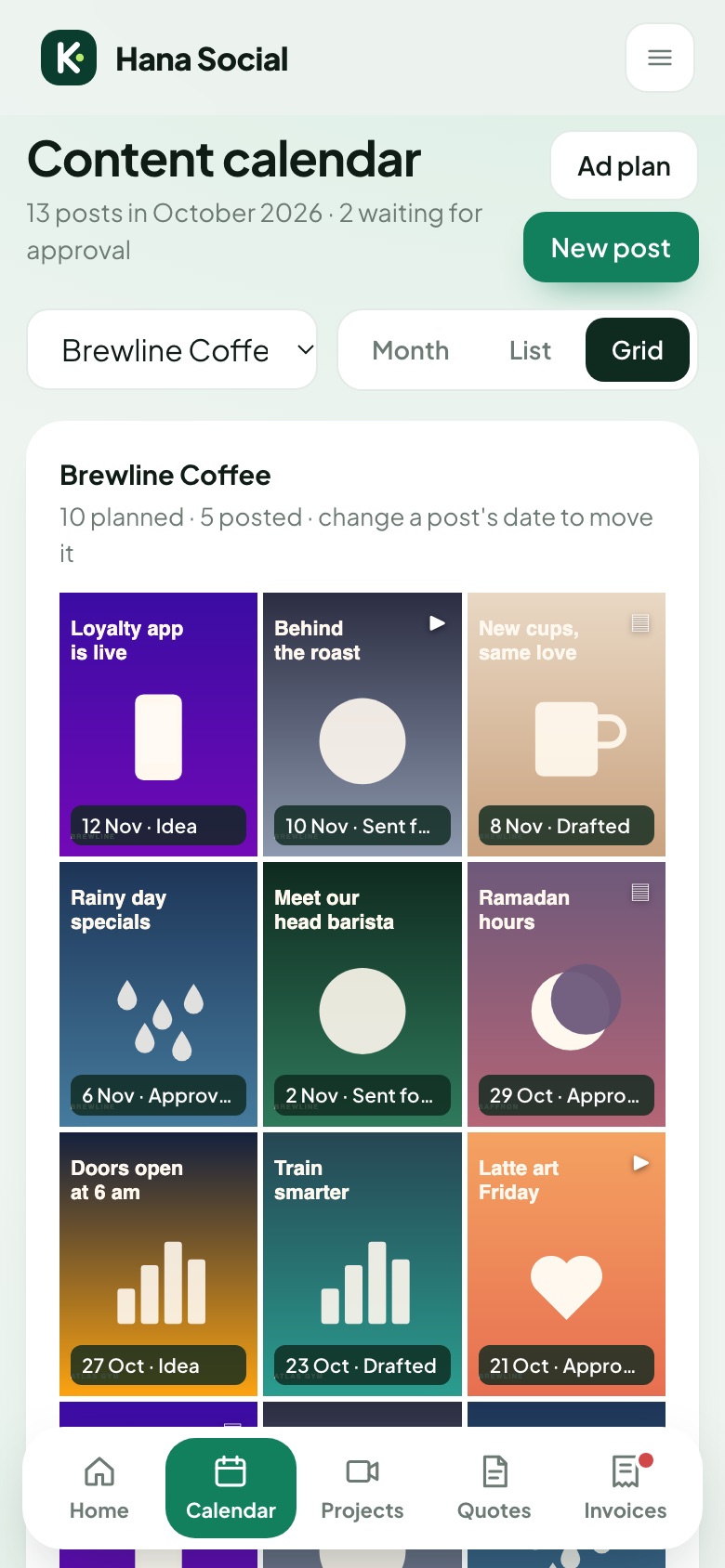 Instagram grid preview on a phone