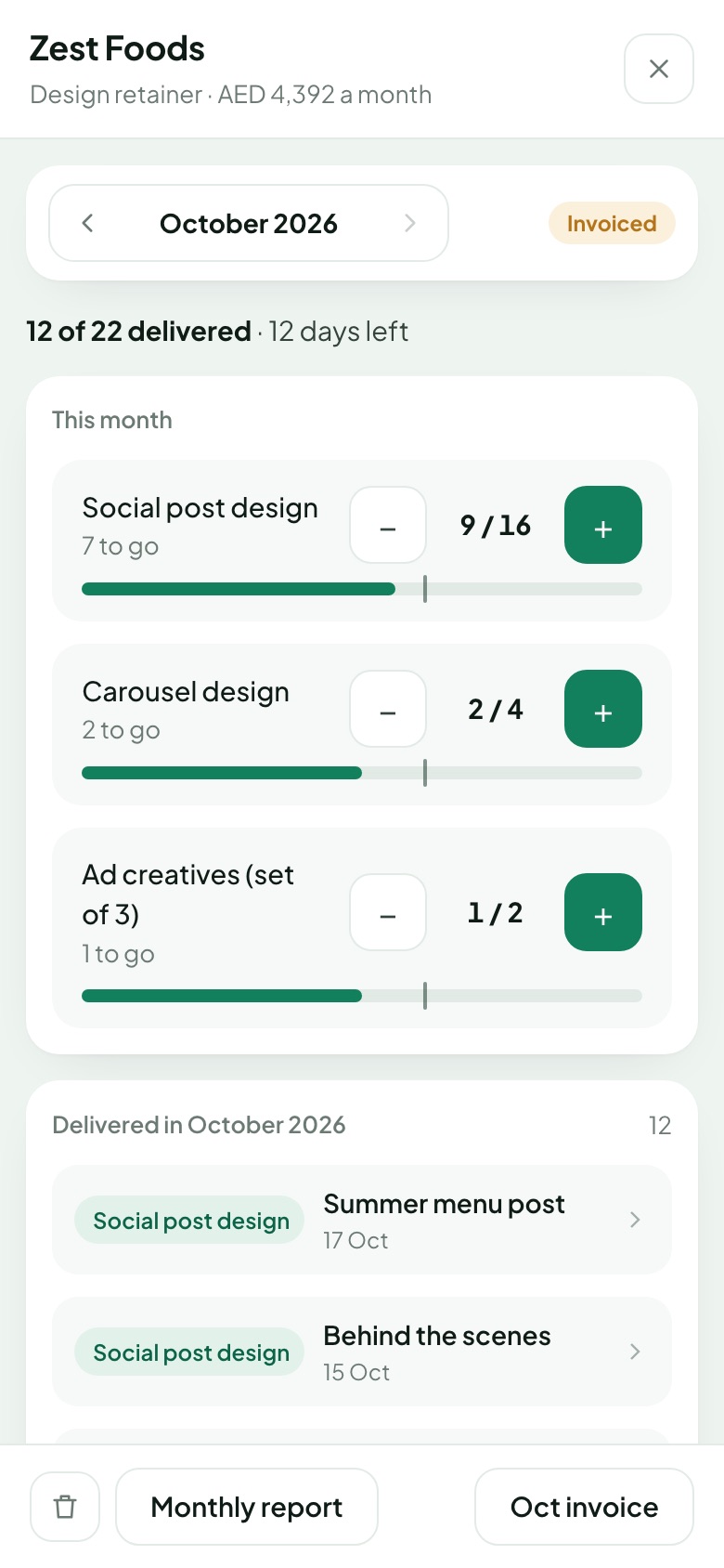 A monthly package on a phone